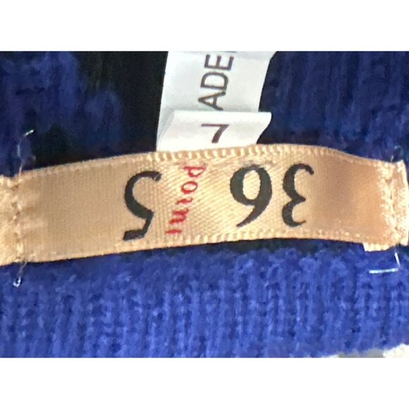 36 Point 5 Small Blue Black Houndstooth Crop Sweater Bold Knit Streetwear - Picture 8 of 11